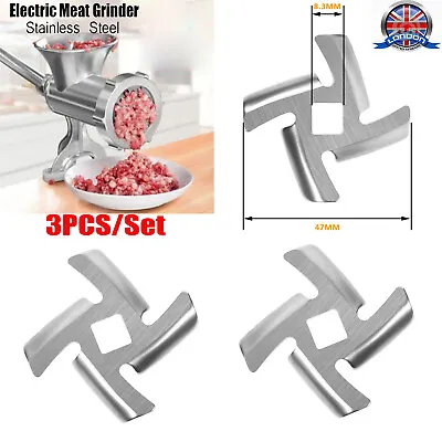 3 For Meat Grinder Steel Cutting Blade Knifes Mincer Chopper Replacement • £7.59