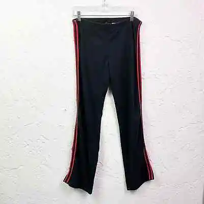 Vintage Y2K Black Red Side Stripe Low Rise Flare Leggings Size Large  • $18