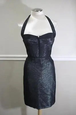 $67.49 • Buy NWT Z Spoke By Zac Posen Black Sparkly Halter Dress Size 2 $410 (DR400)