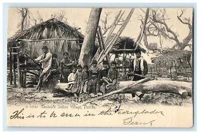 1906 Seminole Indian Village Hut Family Scene Florida FL Rotograph Postcard  • $9.99
