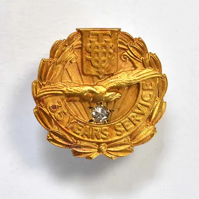 Medallic Arts Co - 14K Gold With Diamond Pin - U S Tobacco Co. -- 35 Yrs Service • $325
