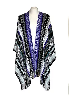 Beautiful Missoni Fringed Metallic Crochet-knit Wool-blend Wrap • $202.07