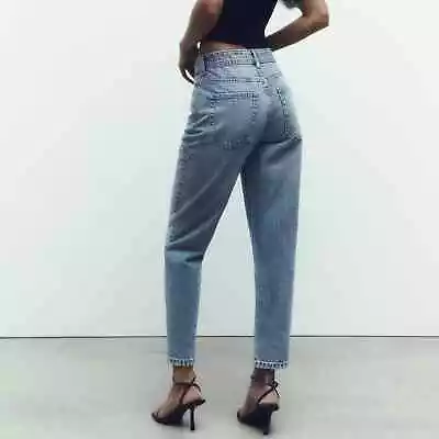 Zara Authentic Denim By TRF Distressed Mom Fit Jeans Sz 4   • £14.48