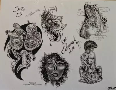 Vintage Tattoo Flash Art Crystal Productions 12x14 1994 Edward Lee #H • $13.71