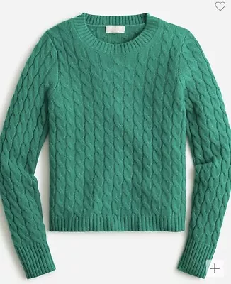 J. Crew Cashmere Cable-knit Crewneck Sweater XS Jungle Green  • $29.99