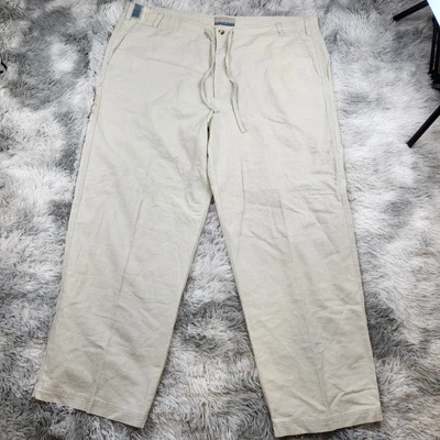$29.88 • Buy Breakwater Men's Pants Beach Sz 42x30 Beige Linen Blend Drawstring Wide Leg 