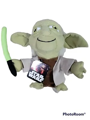 Yoda Disney Star Wars Lucas Films Yoda With Lightsaber Plush Stuffed Animal 7in • $61.19