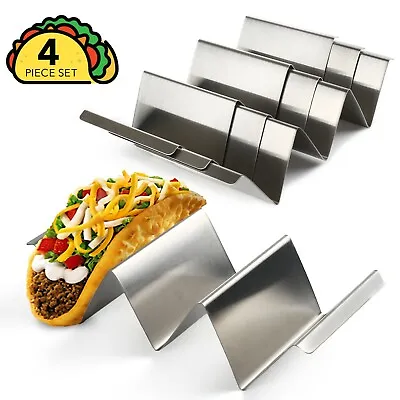 4 Pack Stainless Steel Taco Holder Stand Safe Rack Tray For Dishwasher Oven Save • $15.99