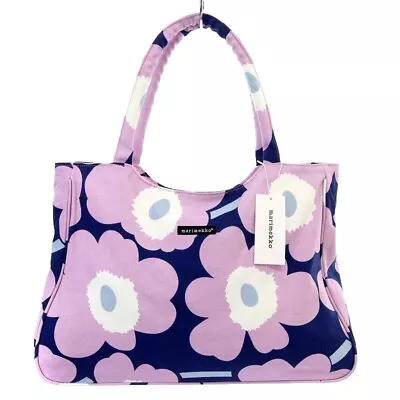 Marimekko Tote Bag Shoulder Unikko Canvas Purple Blue /Yo19 Ladies • $283.67