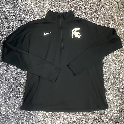 Nike Dri-FIT Michigan State Pullover Womens Large Black MSU 1/4 Zip Running Top • $19.99