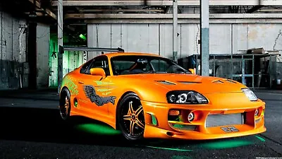 Orange Supra - Fast And Furious Iconic Toyota Car Canvas Picture 20x30 Inch UK • £21.99