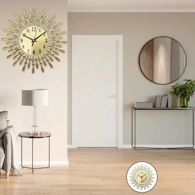 £18.38 • Buy Large 3D 38CM Diamante Beaded Crystal Jeweld Retro Style Wall Clock Home Decors