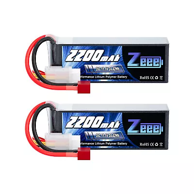 2x Zeee 3S Lipo Battery 2200mAh 35C 11.1V Deans T For RC Helicopter Airplane FPV • $28.86