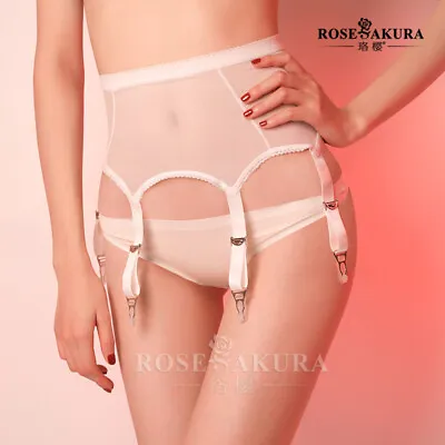 Rose Sakura Plain Color 6 Strap Vintage Suspender Garter Belts White Black #7369 • $12.99