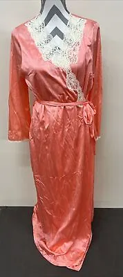 Vanity Fair Nightgown & Robe Set Size Lg Pink Embroidered Peignoir Vtg Charity • $50