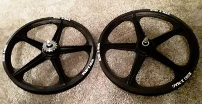 Old School BMX ACS Mag Wheels Set (Front And Rear) BLACK NOS 1980's AWESOME !!! • $400