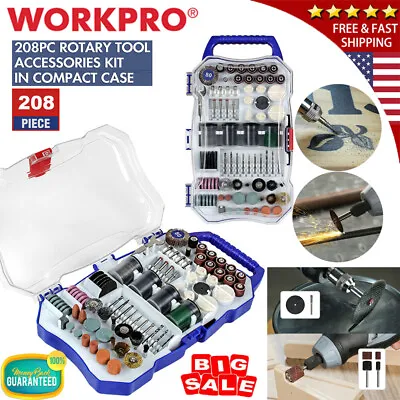 WORKPRO 208PC Rotary Tool Dremel Accessory Kit Cutting Sanding Grinding Tool NEW • $29.99