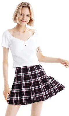 Y2 Women Casual Plaid Mini Skater Girls High Waist School Tartan Skirt • £7.99