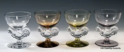 MORGANTOWN CHANTICLEER ROOSTERS - 1930's- 4 VARIOUS CHAMPAGNE SHERBETS - MINT • $55