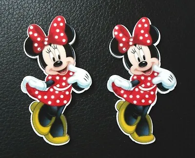 2 X MINNIE MOUSE LASER CUT 59mm X 33mm RESIN FLATBACKS EMBELLISHMENTS • £2.75