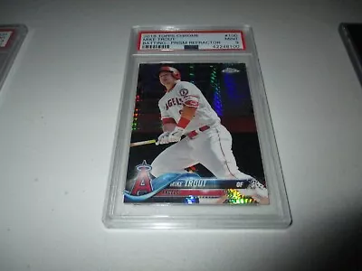 Mike Trout 2018 Topps Chrome Batting Prism Refractor #100 PSA 9 • $29.99