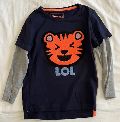 Blue Zoo Boys Age 4-5 “LOL” Long Sleeve T-shirt With Tiger Motif • £0.99
