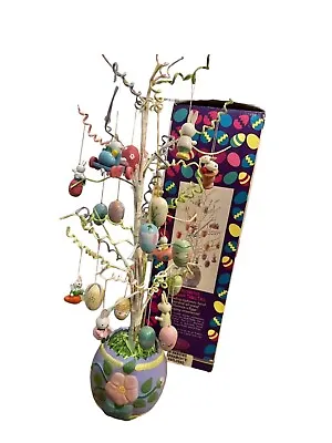 Vintage Holiday Workshop 1995 Easter Egg Porcelain Table Tree With 22 Ornaments • $21