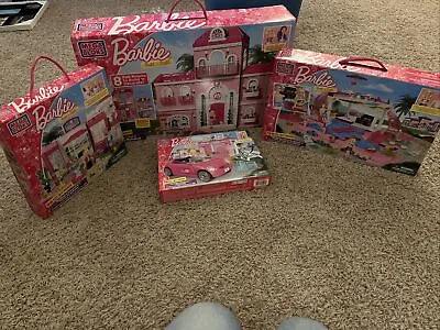 Mega Bloks Barbie Bundle/￼80228/80229/80223/80224 Mansion/ Pool/￼Pet Shop/Car • $110