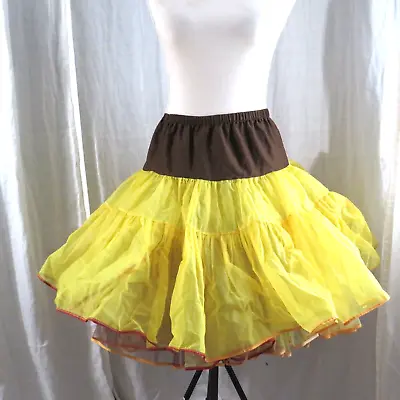 Vintage Women's Square Dance Petticoat Brown Yellow Large Three Layers • $55