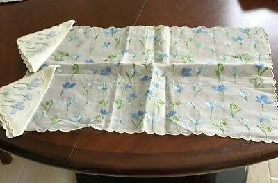 NWOT.  Vintage LERON Breakfast Tray Mat & Napkin Set. Hand Embroidered • $155