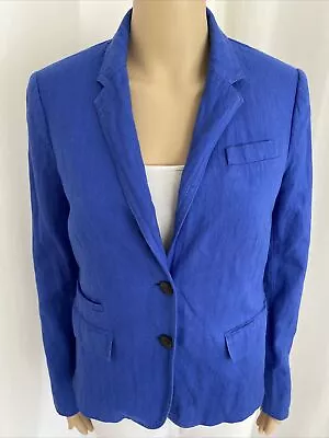 J Crew Blue Crushed Schoolboy Blazer Jacket Casual Rayon Metallic 6 VGUC • $39