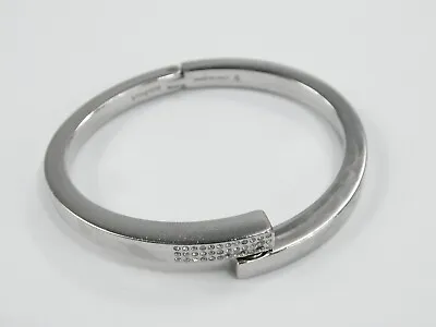 Vita Fede Italy S Silver Tone Pave Rhinestone Bypass Hinged Bangle Bracelet 6  • $54.99