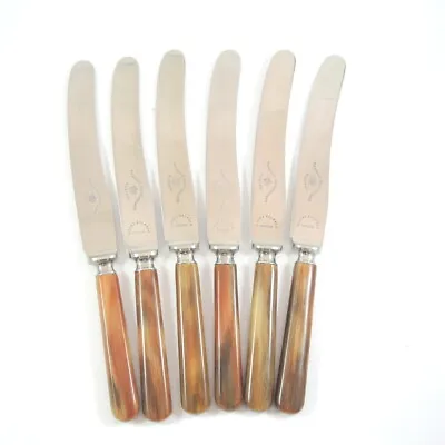 6 Art Deco Danish Raadvad Stainless Steel & Faux Horn Handled Knives A Holmson • $54.41