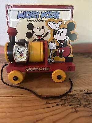 Mickey Mouse Limited Edition Fossil Watch Wood Toy Train NIB #00042 Of 15000 • $159.99