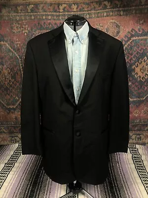 VTG Andrew Fezza Blazer Mens 46R Black Wool Fusion Tuxedo Sport Coat Suit Jacket • $45.42