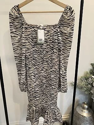 H & M Mama Maternity Dress Size Small Black Brown Beige Stretchy Comfy - BNWT • £8.99