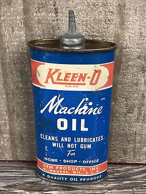 Vintage Kleen-O Machine Oil Gem Products Milwaukee Wisconsin Tin Can 4 Oz • $29.99