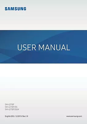 Samsung Galaxy S10 Lite Sm-g770f Printed Instruction Manual User Guide 197 Page • £13.99