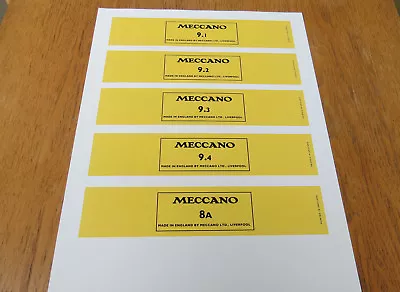 Meccano Set 9 & 8A Red Small Parts Boxes Labels. Full Set. Reproductions • £5.95