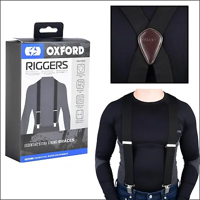 Oxford Riggers Trouser Heavy Duty Motorbike Pants Braces Black • $27.33