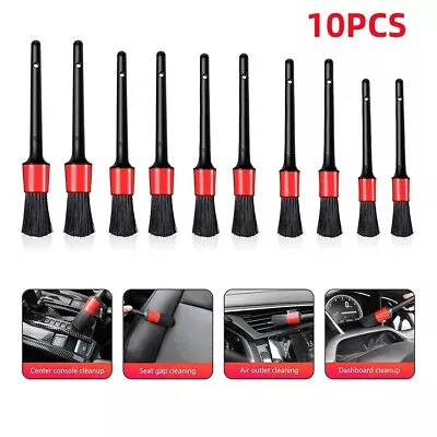 10Pc Car Detailing Brush Kit Auto Interior Detail Brush Wash For Wheel Clean Set • $7.59