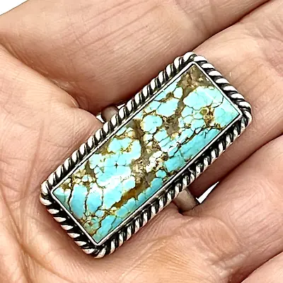 Navajo Number 8 Mine Turquoise Ring Sz 8 Sterling By A Martinez Adjustable 11.2g • $135.94