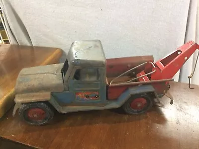 Marx Jeep Willy’s Wrecker Towing Service Tow Wrecker Truck Nice Patina • $55.54