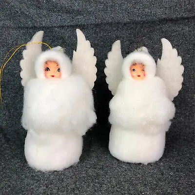 Pair Of Vtg 1983 Towle Sigma Hand Painted Paper Mache Angels Christmas Ornaments • $25