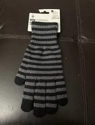 NWT SmartWool Striped Liner Gloves Merino Wool Womens Size Large Touchscreen VV3 • $18.34