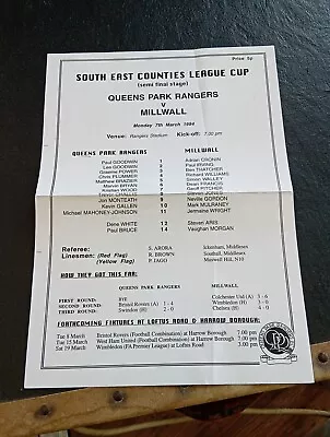 QPR Youth V Millwall South East Counties Semi Final 7th March 1994 • £1.49