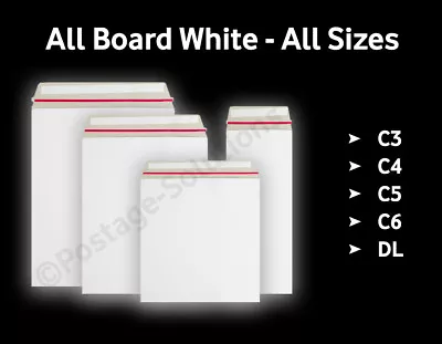 Strong All Board White - C3/A3 C4/A4 C5/A5 - 10 50 100 500 - Peel&Seal Envelopes • £3.79