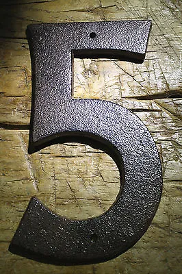 Rustic BROWN Cast Iron Metal House Numbers Street Address 6 1/2 INCH Phone #'s 5 • $7.99