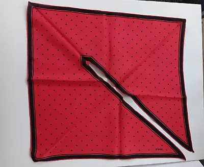 Vintage Vera Neumann Scarf  Black Red Polka Dot Wing Tip Split Scarf Tie On • $10.49