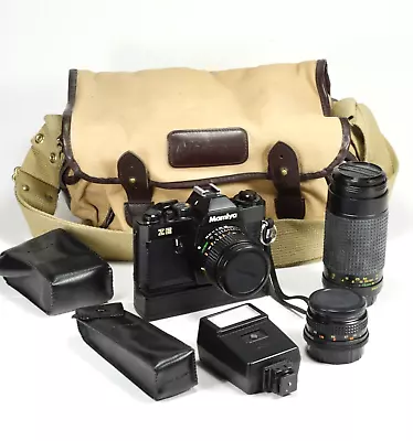 Mamiya ZE SLR Camera 35mm 3 Lenses Rare Motor Drive Flash Carry Bag Accessories • $299